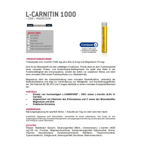 SPONSER L-Carnitin 1000mg, Ampullen 30 x 25ml, peach